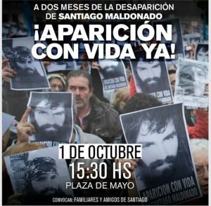 Domingo 1 de octubre marcha por Santiago Maldonado